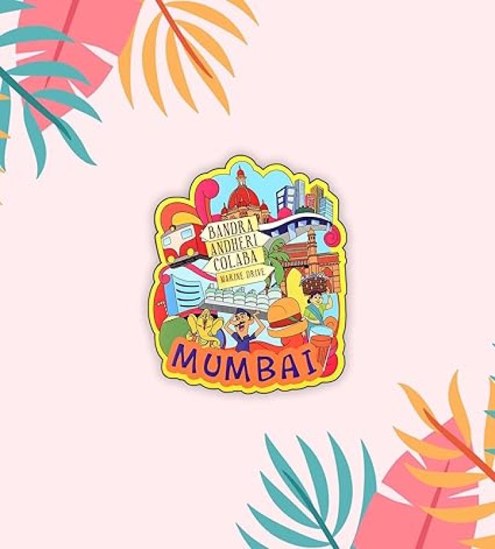 Indian State Theme Wooden Fridge Magnet  Magnet for Home Office Kitchen Refrigerator Door Stylish Decor Souvenir Gift  Indoor Decorative Gift Item (Mumbai Fridge Magnet)